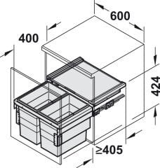 CARGO SYNCHRO Raylı çöp kutusu antrasit,28+28lt