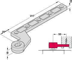 Alt pivot kol çelik 250x53x19mm