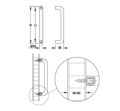 CARLO Çekme kol p. çelik mat 615mm
