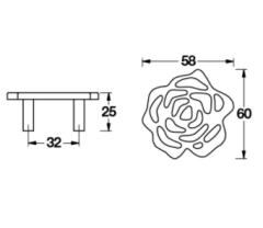 ROSE JR Dügme kulp parlak bakir 32mm