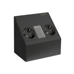ULMO Tezgah alti 2'li priz, siyah elok.