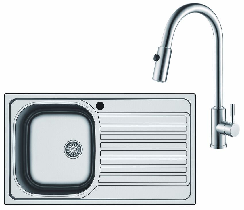 CAPUA04 Eviye sağ, PABLO PULL krom batarya seti