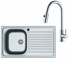 CAPUA04 Eviye sağ, PABLO PULL krom batarya seti