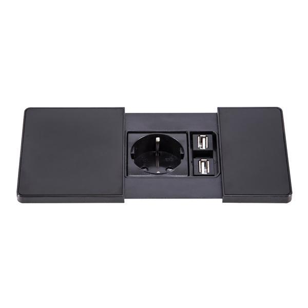 V-PAD Priz, 1priz/2USB, siyah