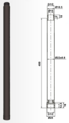 Kolonlu duş sistemi uzatma,400mm,mat siyah