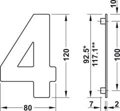 Kapı no D p.çelik mat 117mm