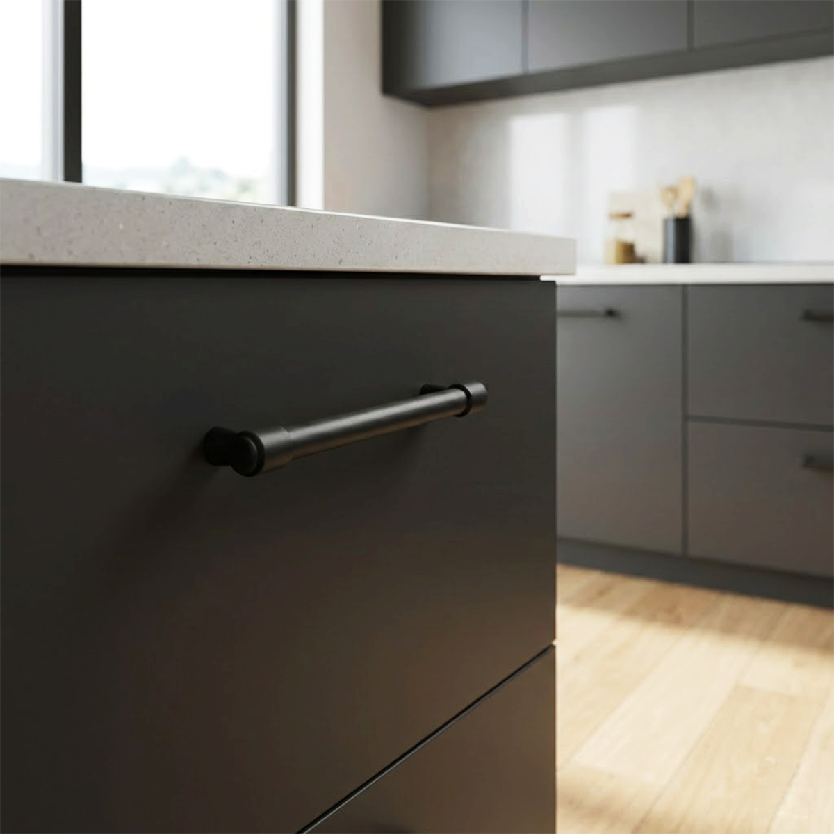 Lüks Boru Kulp 224 mm Siyah Dolap Çekmece Vestiyer Kulbu