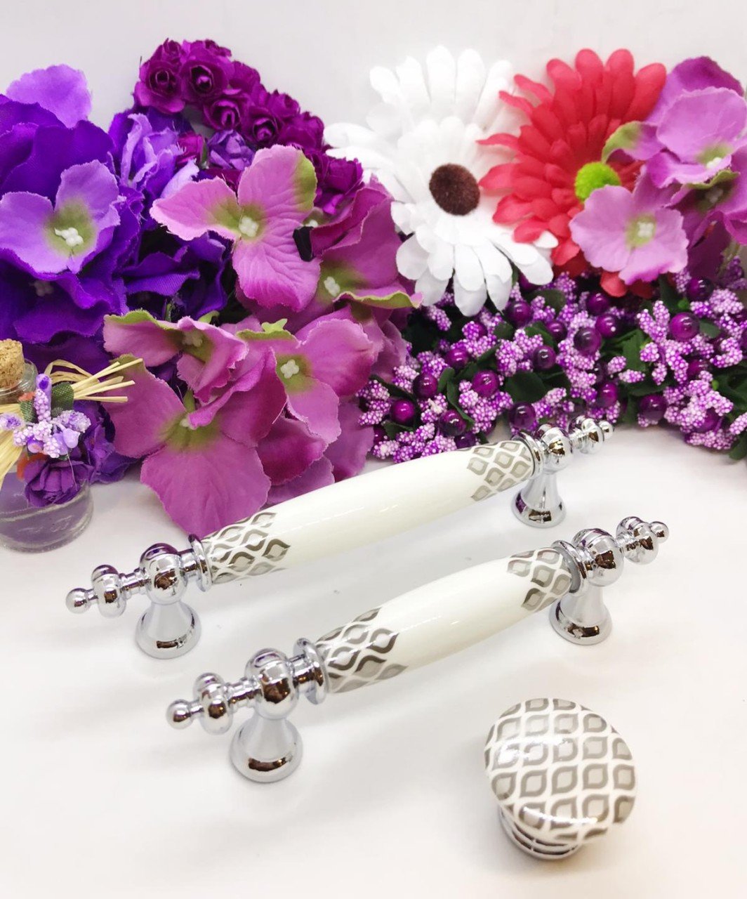 128 Mm Krom Lüks Desenli Porselen Kulp - 5