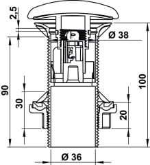 Lavabo süzgeç pop-up,t.deliksiz,mat gri (Lavabo Sifonu Dahil)