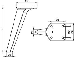SHARP Mobilya ayagi, mat siyah, 160 mm