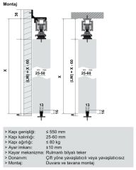 Kayar Kapı Mekanizması Çift Yöne Yavaşlatıcılı 2 Metre (Ray Dahil)