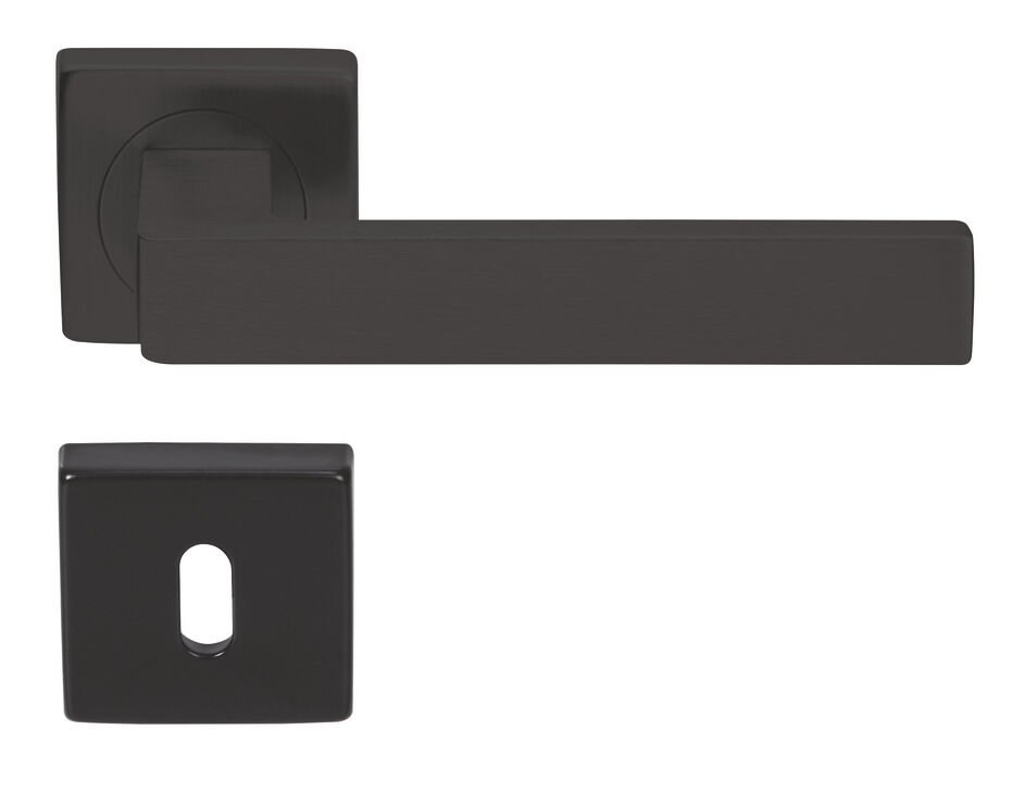 1531 Kare Rozetli Paslanmaz Çelik (ODA) Siyah Kapı Kolu