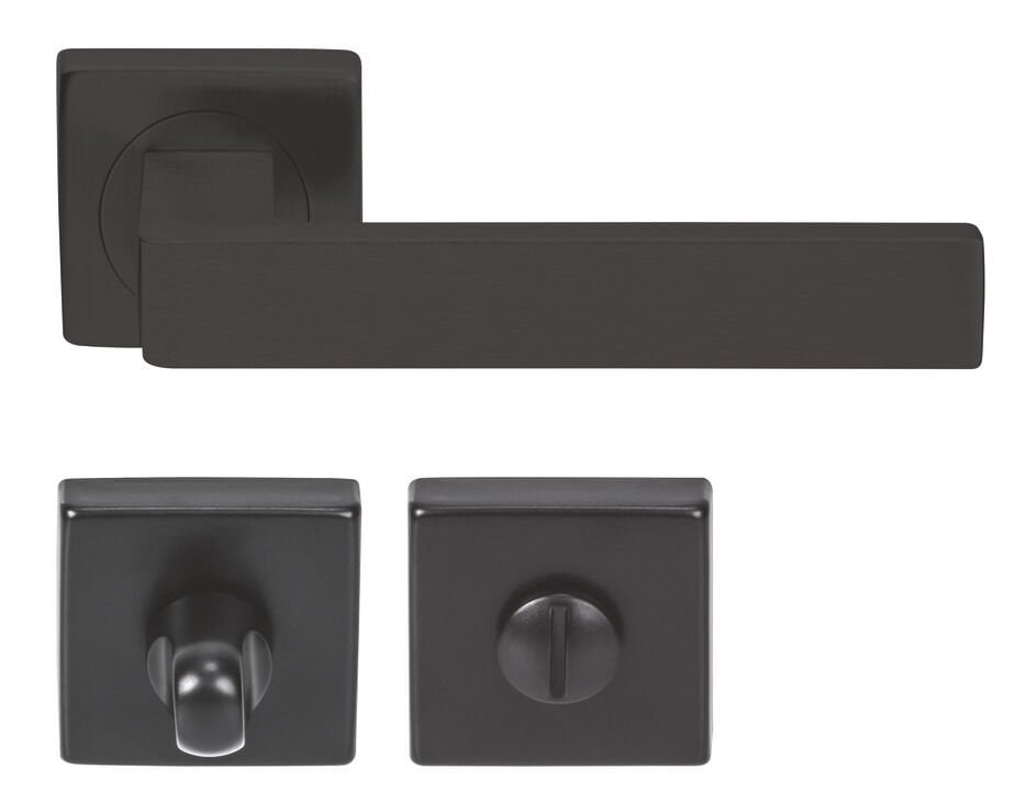 1531 Kare Rozetli Paslanmaz Çelik (WC) Siyah Kapı Kolu