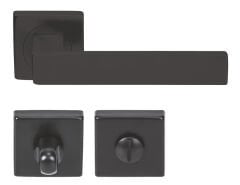 1531 Kare Rozetli Paslanmaz Çelik (WC) Siyah Kapı Kolu