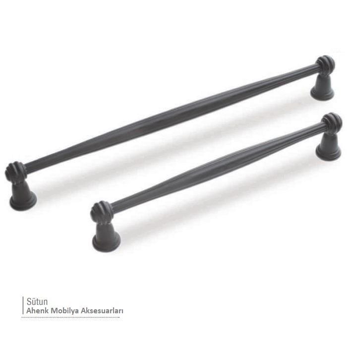 Sütun 128 mm Siyah Zamak Kulp Dolap Çekmece Vestiyer Kulbu