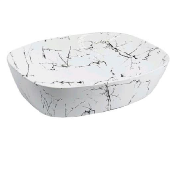 Beyaz Siyah Desenli Lavabo