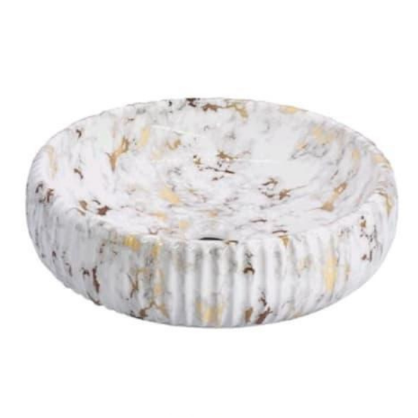 Tırtıklı Gold Detaylı Yuvarlak Lavabo