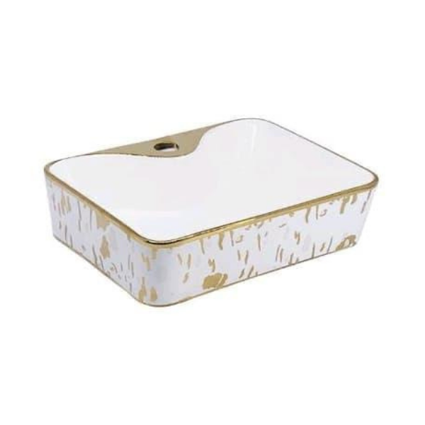 Gold Benekli Beyaz Lavabo