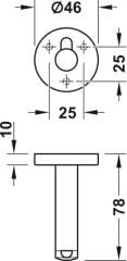Stoper askılıklı paslanmaz çelik mat 46x76mm