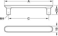 H2320 Kulp, mat altın 128mm