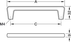 H2330 Kulp, mat altın 160mm