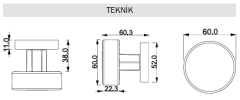 Çebi A5126 PC24 Siyah Topuz Kol Tek Taraf (Sabit)