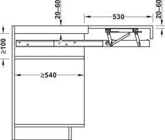 OPLA Çekilebilir masa mekanizması , 450-1100mm